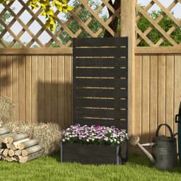 Garden Planter with Trellis for Vine Climbing Plants, Flowers, Herbs, Black