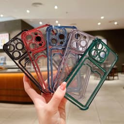 Luxury Plating Transparent Wallet Card Holder Phone Case For iPhone 15 14 13 12 11 Pro Max Plus Card Slot Shockproof Soft Cover