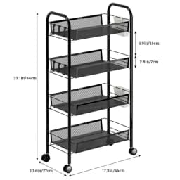 5 Tier Metal Mesh Storage Basket with 360 Degree Wheels, Fruit Vegetable Basket Storage Organizer for Kitchen, Pantry, Bathroom