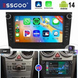ESSGOO Black Carplay For Opel/Vauxhall Corsa D Astra H Zafira Android 14 GPS NAVI AI Voice Control 7” Car Stereo WIFI BT SWC RDS