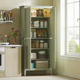 HOMCOM 176.5 cm Tall Freestanding Pantry Storage Cabinet with 4 Doors Green