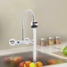 Wall Mounted Faucet 360° Rotating Hot and Cold Water Mixer Kitchen Sink Faucet 2 Spray Modes G 1/2" Interface