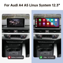 Road Top 12.3" Linux Screen Car Radio Multimedia Display For Audi A4 S4 A5 S5 2014-2019 Wireless CarPlay Android Auto Airplay