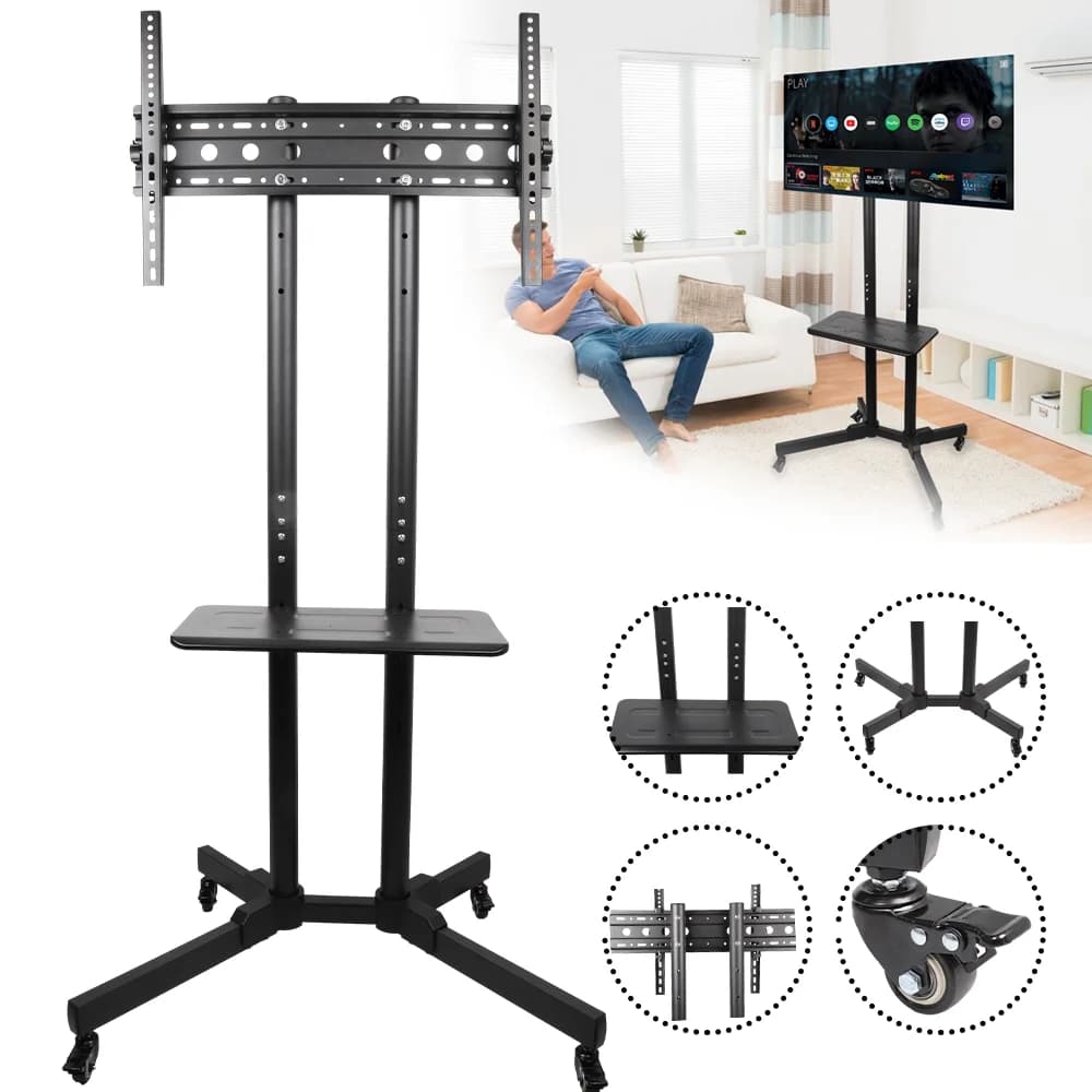 Movable TV Stand For 32-65 inch LCD TV Height Adjustable TV Stand TV bracket with Wheels Rolling TV Stand for Bedroom TV Mount