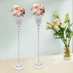 Tabletop Silver Flower Stand, Easy to Clean, 77.5cm/30.51in Height, 2 PCS Decorative Wedding Vases for Home, Hotels