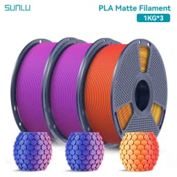 SUNLU 3KG Dual Color Matte PLA Filament 1.75mm 1kg Spool (2.2lbs) Matte 3D Printer PLA Filament Fit Most FDM Printer