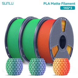 SUNLU 3KG Dual Color Matte PLA Filament 1.75mm 1kg Spool (2.2lbs) Matte 3D Printer PLA Filament Fit Most FDM Printer