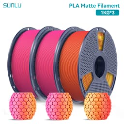 SUNLU 3KG Dual Color Matte PLA Filament 1.75mm 1kg Spool (2.2lbs) Matte 3D Printer PLA Filament Fit Most FDM Printer