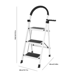 3 Step Foldable Heavy Duty Stepladder Anti-Slip Step Stool for Household (White)