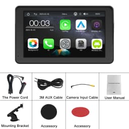 Podofo 7 Inch CarPlay Android Auto Portable Smart Player AirPlay Autolink Support CVBS Camera Car Video Player BT FM