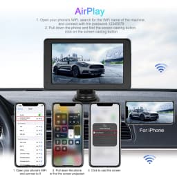 Podofo 7 Inch CarPlay Android Auto Portable Smart Player AirPlay Autolink Support CVBS Camera Car Video Player BT FM