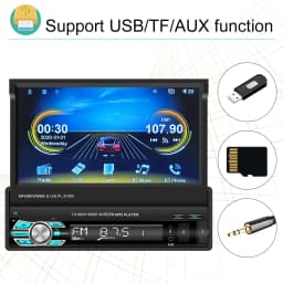 Podofo Carplay Android Auto Car MP5 Player 7 Inch 1Din Manually Retractable Car Radio Multimedia MP5 Player FM BT USB Autoradio