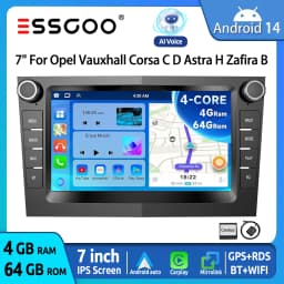 7" Android 14 Car Stereo For Opel/Vauxhall Corsa D Astra H Zafira Vivaro Zafira Combo Signum Tigra Carplay GPS NAVI AI Voice RDS