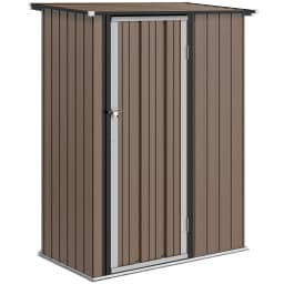 Outdoor Storage Shed Steel Garden Shed W/ Lockable Door for Backyard Brown