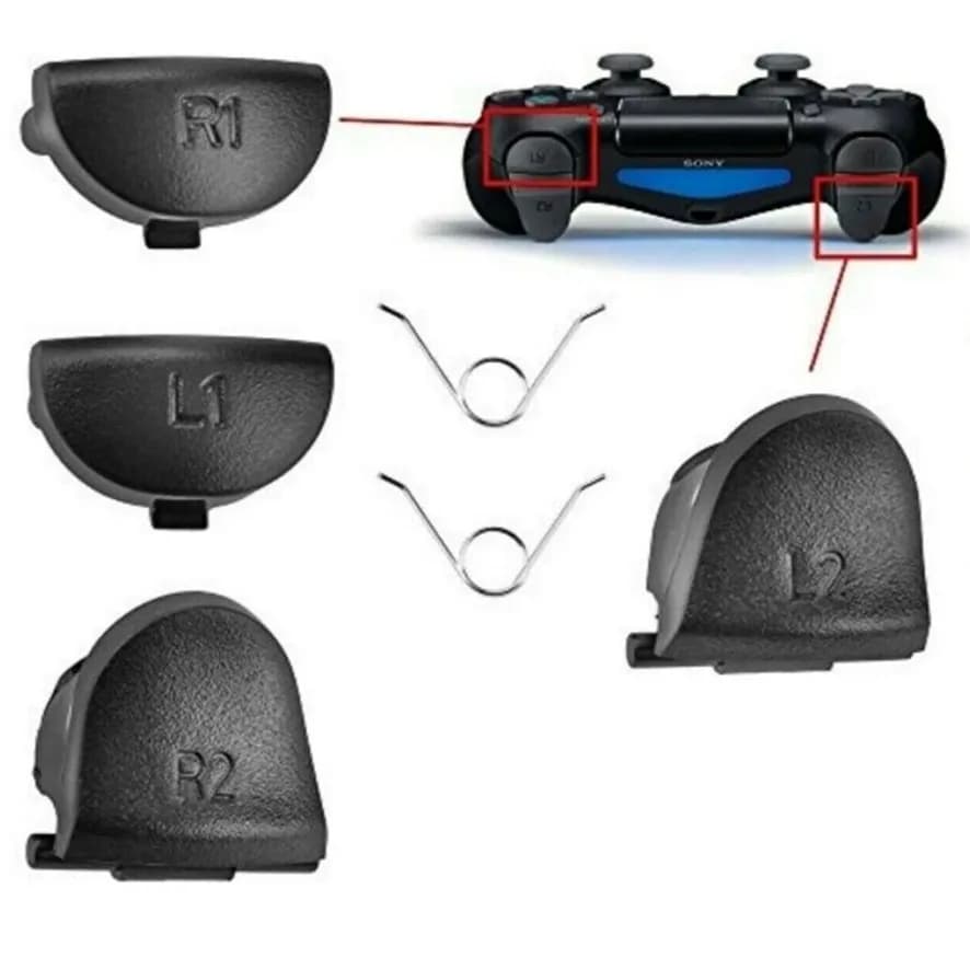 Buttons triggers R1 R2 L1 L2, for PLAYSTATION 4, PS4, DUALSHOCK V1, Black