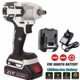 580NM Cordless Electric Impact Wrench 1/2 inch Power Tools Compatible Makita 21V 1/2PCS Battery Wrench with Toolbox Set