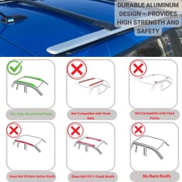 Roof Rack Cross Bars for Nissan Navara 2016-2023; Compatible with Raised Roof Rails and Roof Bars – 2 Pcs Aluminum Rail Carrier