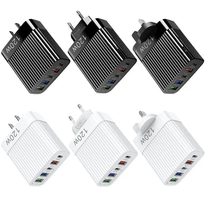 USB Fast Charger 120w Multiple Port Charger Block Fast Charging Station Hub Portable Type C Charging Outlet For Mobile Phones