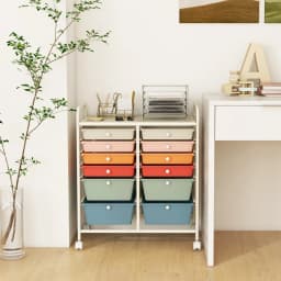 GOFLAME 12 Drawer Rolling Storage Cart Office Lightweight Utility Cart w/Wheels