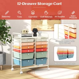 GOFLAME 12 Drawer Rolling Storage Cart Office Lightweight Utility Cart w/Wheels