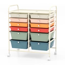 GOFLAME 12 Drawer Rolling Storage Cart Office Lightweight Utility Cart w/Wheels