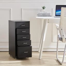 Office Metal Vertical File Cabinet with 5 Drawers on Wheels Storage Cabinet Bedroom Office Study Furniture