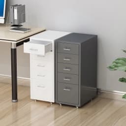 Office Metal Vertical File Cabinet with 5 Drawers on Wheels Storage Cabinet Bedroom Office Study Furniture