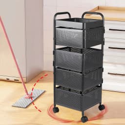 Voltsify 4-Tier Kitchen Storage Rack with Wheels, 26cm W x 26cm D x 73cm H