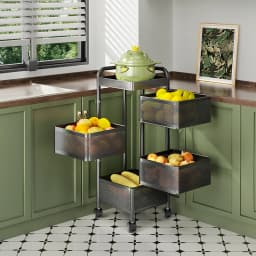Voltsify 4-Tier Kitchen Storage Rack with Wheels, 26cm W x 26cm D x 73cm H