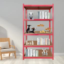 BRIEFNESS Multi-Purpose Organiser Garage Shelving Unit Boltless Assembly Red 5 Tier Storage Rack Weighing Capacity 875kg