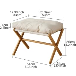 Folding Ottoman Sofa Upholstered Footstool Bamboo Leg Seat Furniture Stool