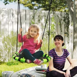 AIYAPLAY Kid Nest Swing Seat, 60cm Diameter Round Saucer Swing Set, Black