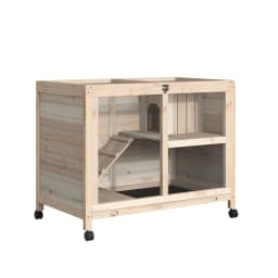 PawHut Wood Rabbit Hutch Bunny Cage Pet House Indoor W/ Tray Ramp