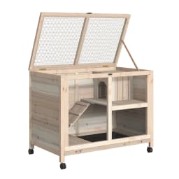PawHut Wood Rabbit Hutch Bunny Cage Pet House Indoor W/ Tray Ramp