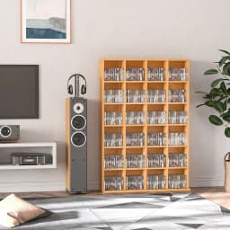 HOMCOM DVD CD Media Storage Rack, Video Display Unit, 89 x 130.5 cm, Beech