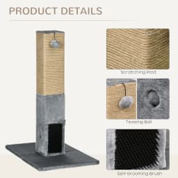 PawHut Cat Scratching Post Scratcher Climber w/ Carpet Base Hanging Toy