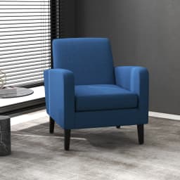 HOMCOM Modern Armchair Accent Chair with Rubber Wood Legs for Bedroom