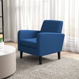 HOMCOM Modern Armchair Accent Chair with Rubber Wood Legs for Bedroom