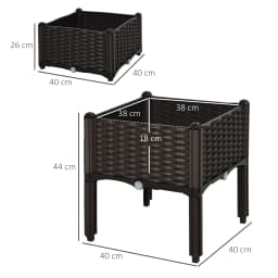 Set of 2 Raised Flower Bed Vegetable Herb Plant Stand - 40 X 40 X 44 Cm, Brown