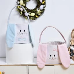 Easter Bunny Basket Reusable Bags Treat With Handles Bunny Candy Basket Party Supplies Spring Hunts Container For Candy Hunting