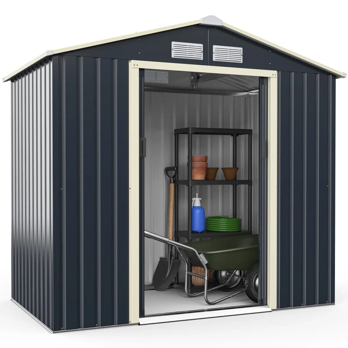GOFLAME 7FT x 4FT Garden Storage Shed Large Utility Storage House w/Sliding Door