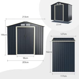 GOFLAME 7FT x 4FT Garden Storage Shed Large Utility Storage House w/Sliding Door