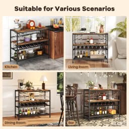 GOFLAME 104 CM Wine Rack Freestanding Wine Bar Table w/4Glass Holders-Coffee