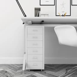 Office Metal Vertical File Cabinet with 6 Drawers on Wheels Storage Cabinet Bedroom Office Study Furniture