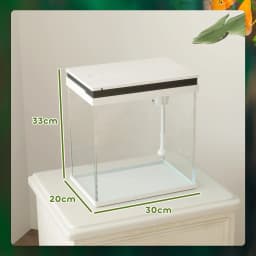 PawHut Small Fish Tank with Filter System, LED Lights, Water Pump, White