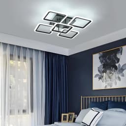 LED Ceiling Adjustable Ceiling Light, Black Square Ceiling Lamp Cold White 6500K Memory Function for Living Room Bedroom Dinning