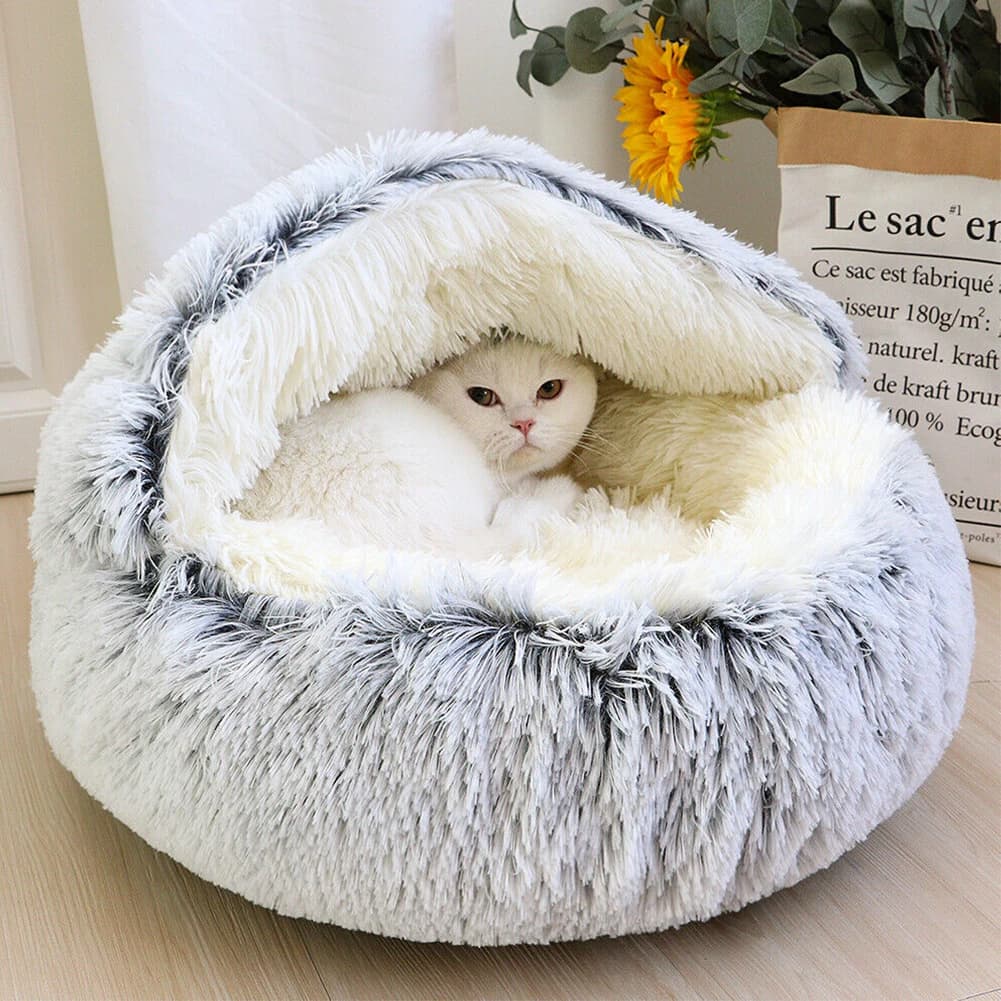 Tieker Plush Pet Bed Round Cat and Dog Soft Bed Pet Mattress Sleeping Hole Universal Suitable for All Seasons Small Cats and Dog