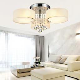 Voltsify Modern Round Acrylic LED Semi Flush Mount with Crystal Accent