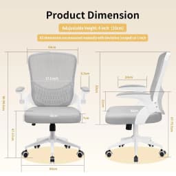 Office Chair Ergonomic Desk Chair 90° Flip-up Armrest Lumbar Support Height Adjustable Computer Chair for Home Office