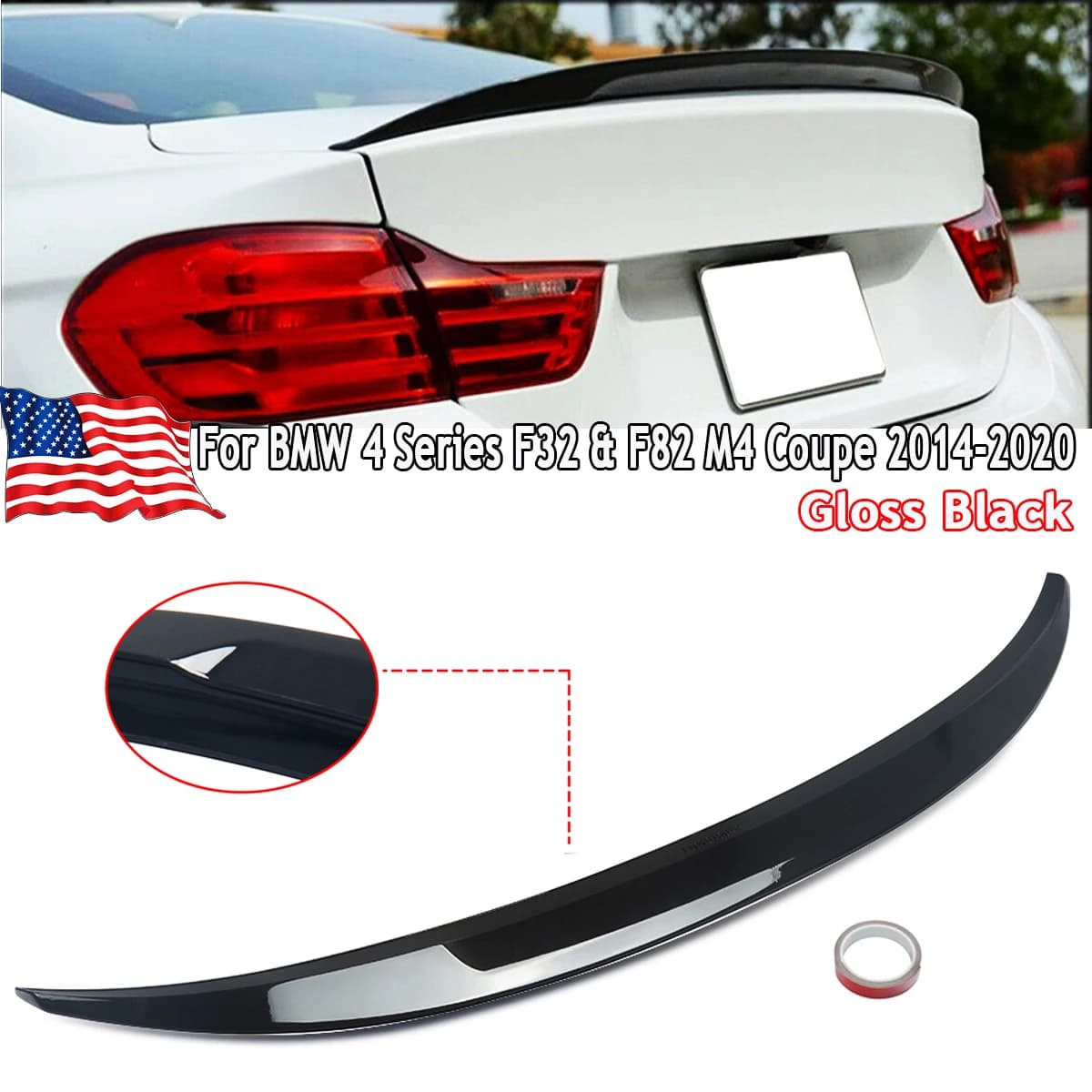 Rear Tail Spoiler Wings Glossy Black For BMW 4 Series F32 F82 M4 Coupe 2014-2020 MP Style Rear Wing Trunk Spoiler Lid Magickit